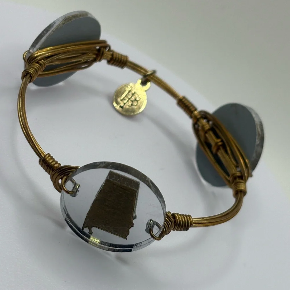 Bourbon and Boweties Alabama State Wire Wrapped Bangle Bracelet Handmade